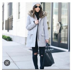❤️ J.CREW Factory Women’s Vail wool blend Coat With Hood, Gray, Size 00